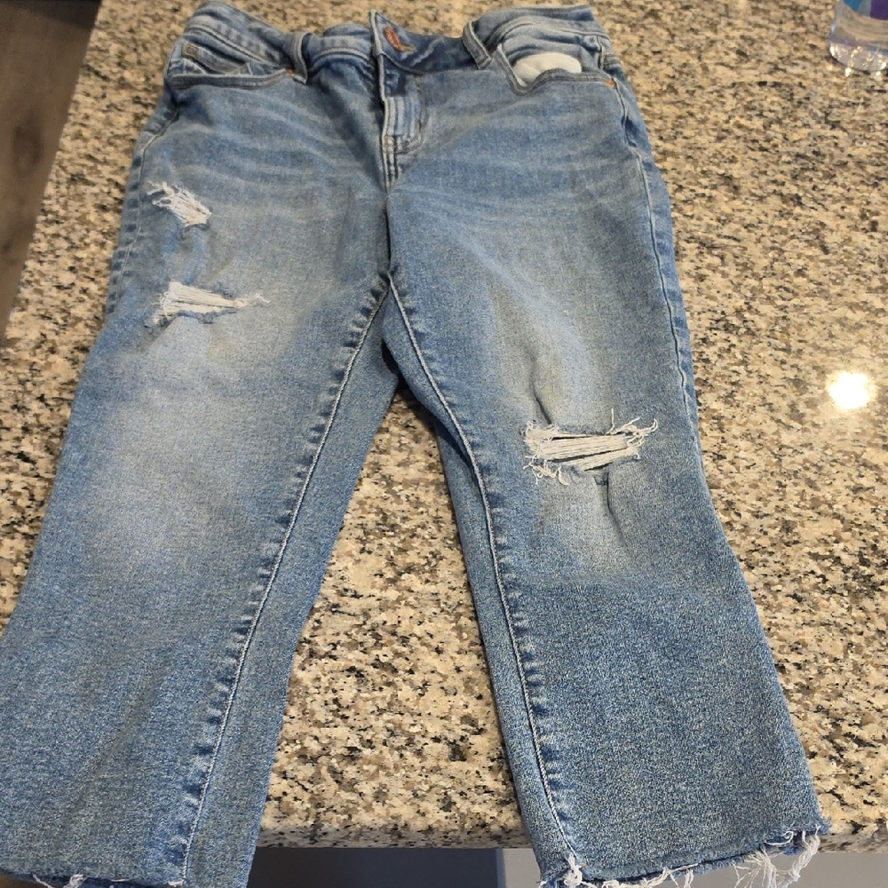 Classic Blue Distressed Women's Capris